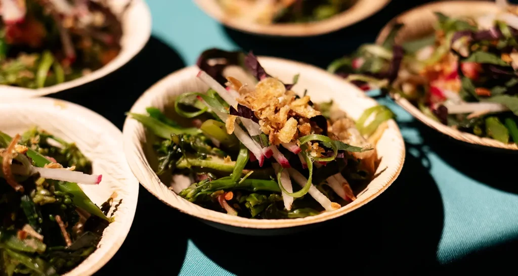 Bimi® Baby Broccoli Salad with Guava, Tamarind, Vietnamese Herbs and Fried Shallots