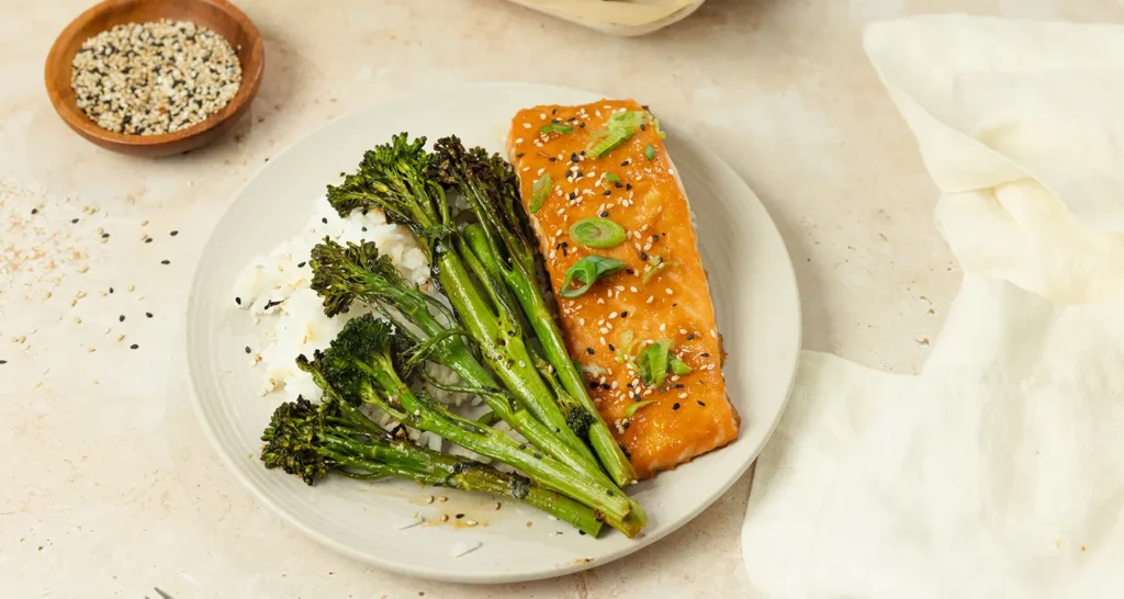 Bimi® Baby Broccoli + Miso Salmon Sheet Pan